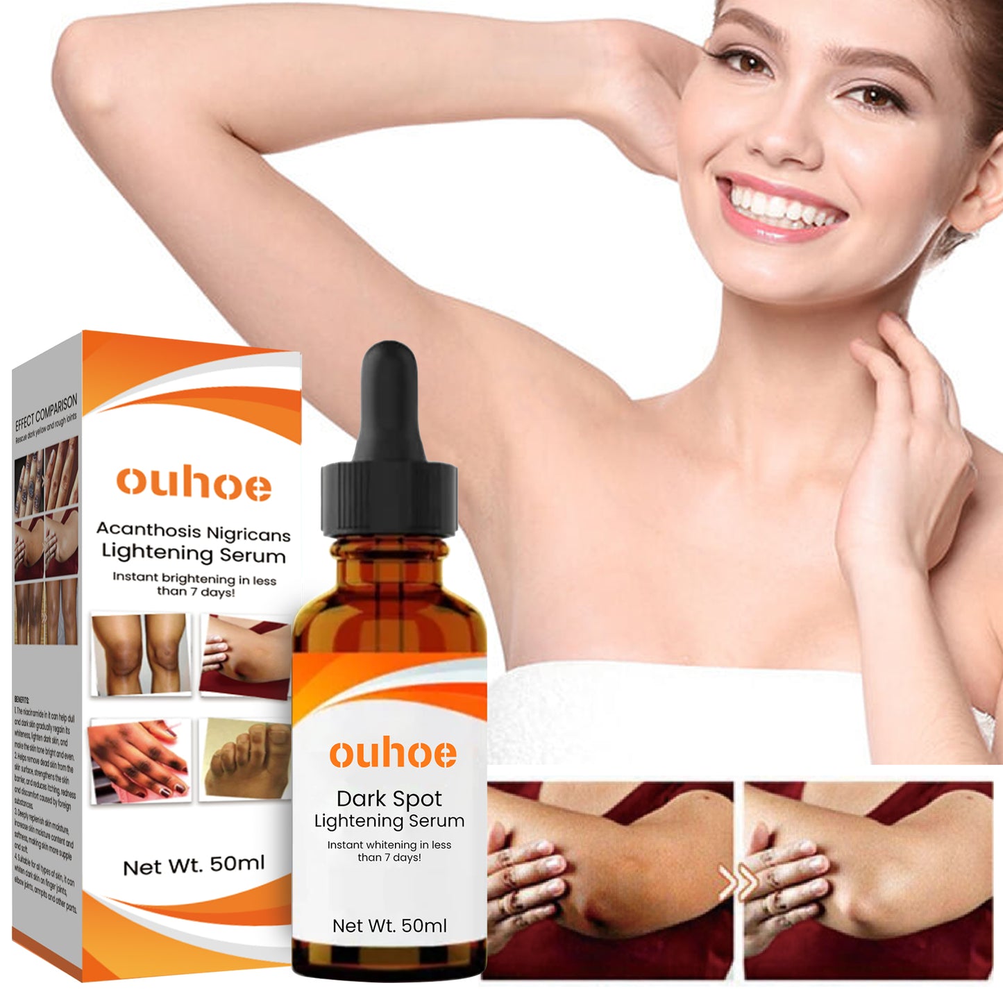 Skin Lightening Serum, Brightening Moisturizing Remove Black Skin Beauty Essence